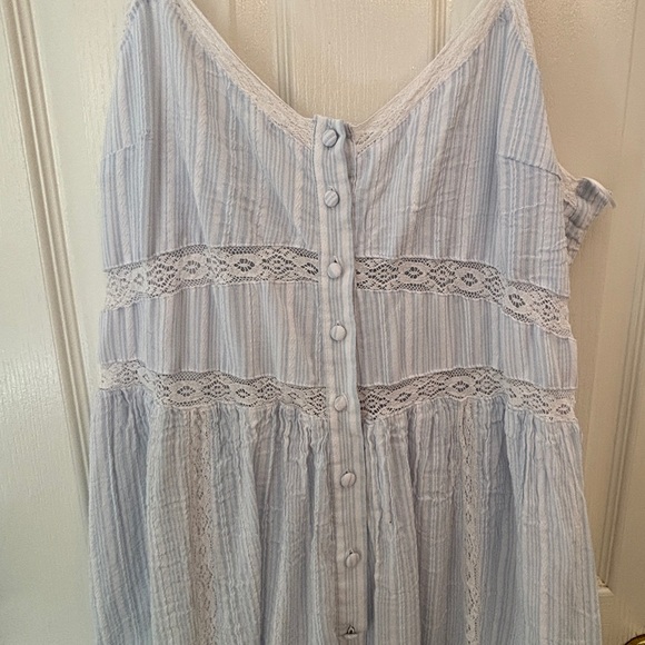 And Now This Elegant Light Blue and White Maxi Dress w Lace Women’s XL Bohemian - Picture 3 of 7